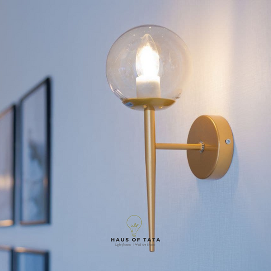Gold with Amber Glass Wall Sconce